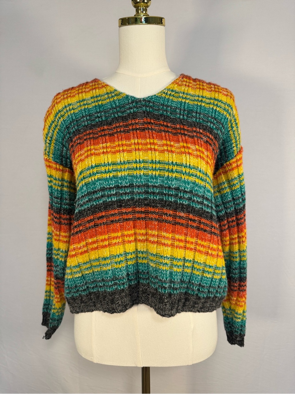 Vintage Rainbow Striped Knit Sweater